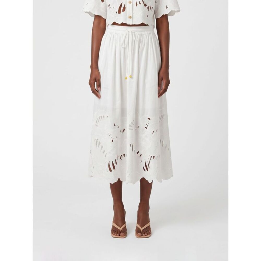 Zimmermann Women Mahon High-Waisted Full Midi Skirt Zimmermann In Cotton
